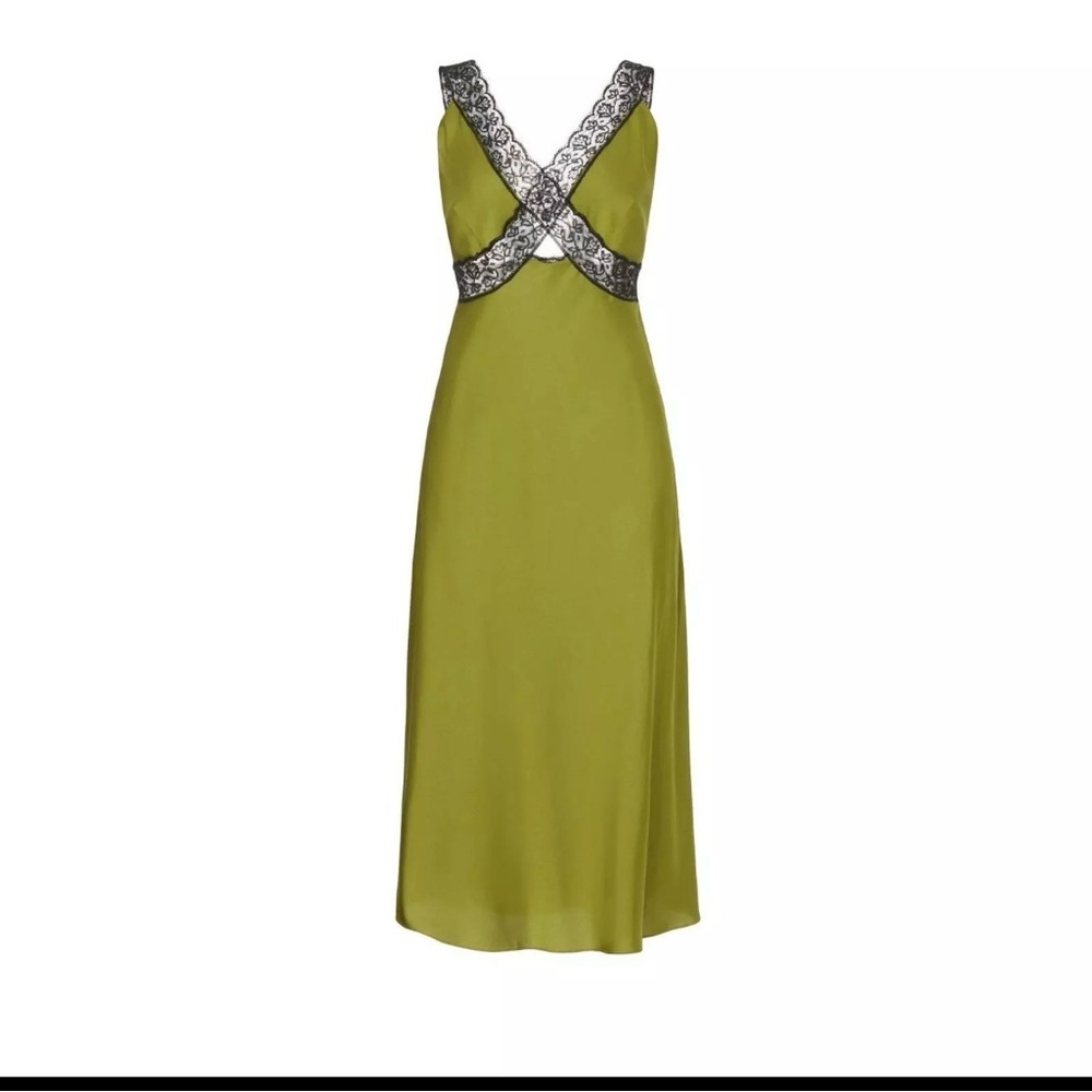 Samantha Sipos-Nasrin Green Sleeveless Midi Slip Dress. Size Small
